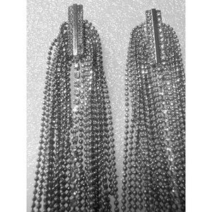 Rhinestone Statement Dangle Earrings 4" Ball Chain Tassels Statement Boho Party